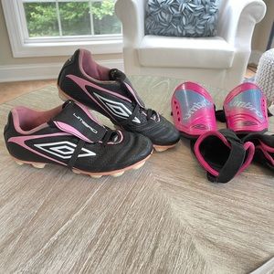 Set of Umbro Soccer Cleats and Shin Guards